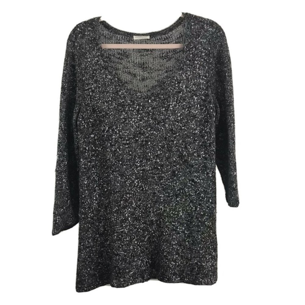 Eileen Fisher Women Scoop Metallic Linen Sweater